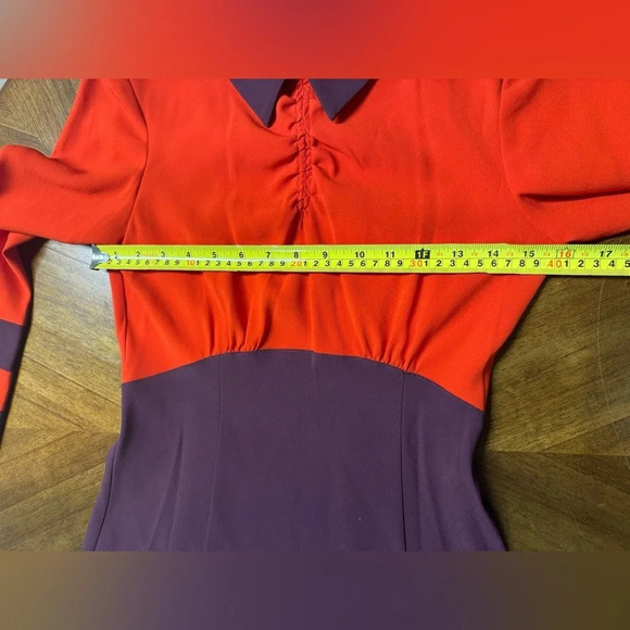 Marc by Marc Jacobs Color Block Anya Crepe Dress Corvette Red Sz 2 Mindy Kaling - Picture 11 of 15